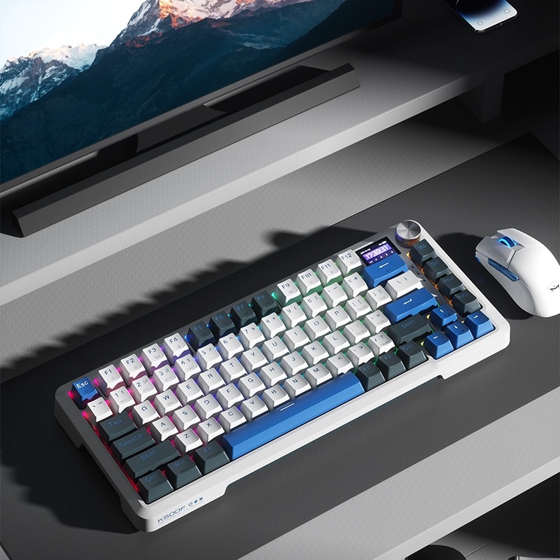 Machenike Wireless Gaming Keyboard ,Wired,Bluetooth,2.4G, Linear Silver Switches,4000 mAh battery, K500F-B81