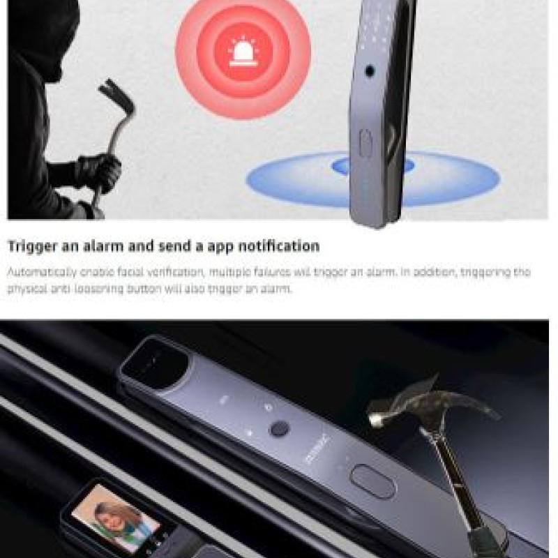 Zudsec Standalone Door Lock Metal with Face/Fingerprint/Key-WiFi