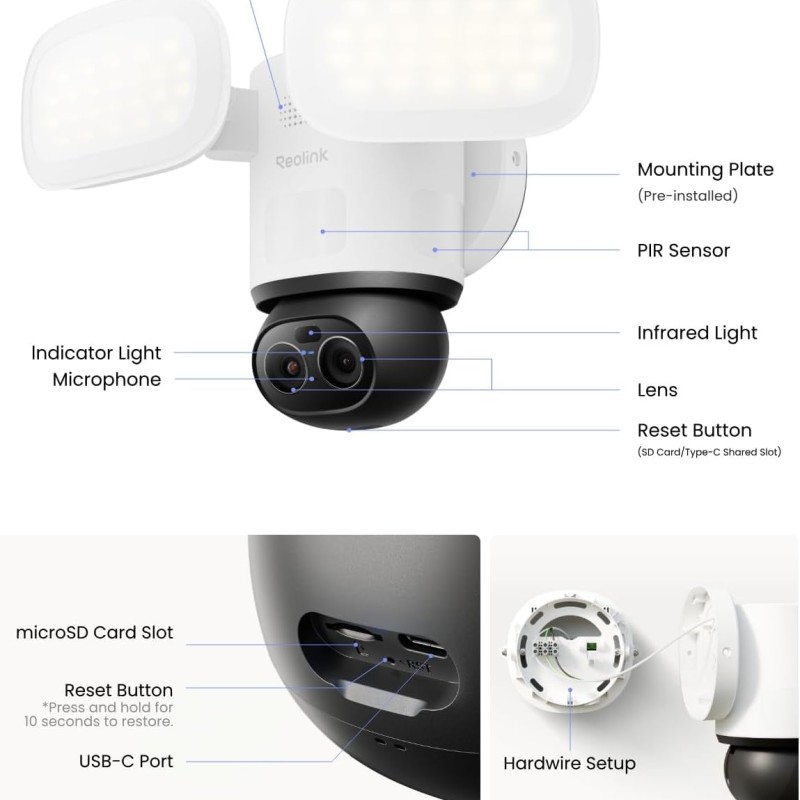 Reolink WIFI Outdoor PTZ Camera 4K Trackflex Floodlight 240v