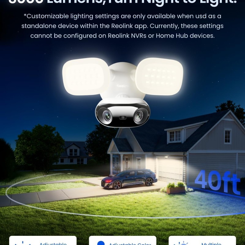 Reolink WIFI Outdoor Camera Panoramic Ultra-Wide View 4K Elite Floodlight 240v