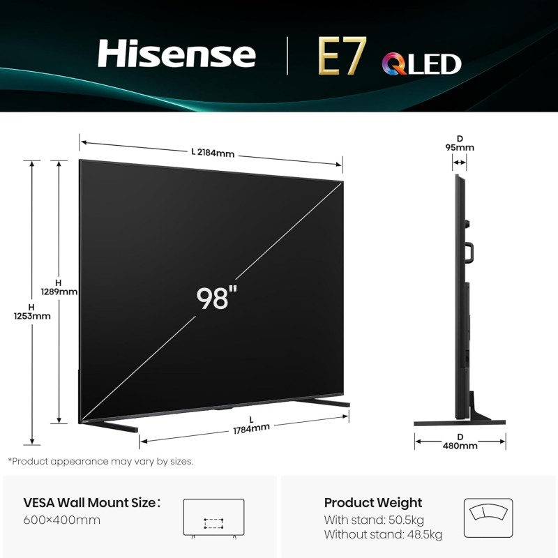 Hisense 98E7Q 98'' 4K Smart QLED  TV