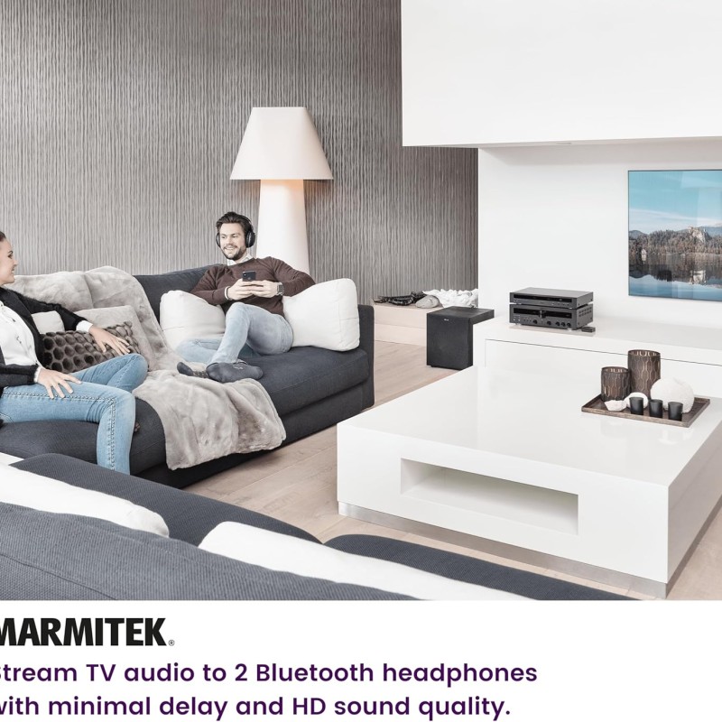 Marmitek BoomBoom 55 HD Low Latency BT Transmitter Stream Music to 2 Headphones Simultaneously