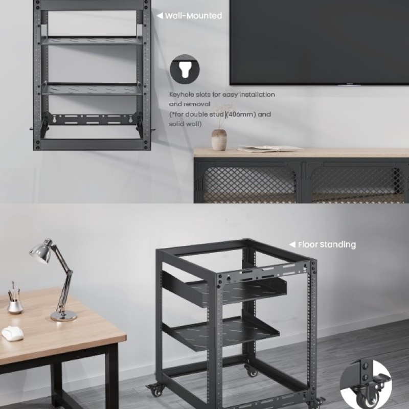 Lumivida 12U Open Frame Server Rack CAB-017-12U