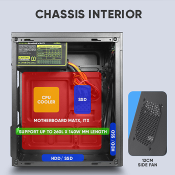 Alcatroz PC Case M-ATX AZZURA MILLENIA  MILLENIA ECO M300 with 250W PSU