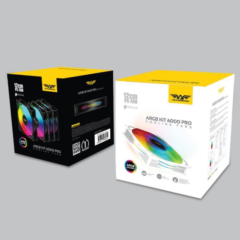 Armaggeddon Gaming Cooling Fan Set 4pcs ARGB KIT 6000 Pro Black