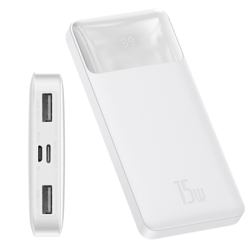 Baseus Bipow power bank 10000mAh 2x USB / USB Type C / micro USB 15W white (PPDML-I02)
